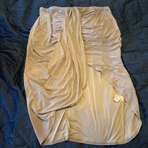 Grey Ruched Wrap Front midi skirt